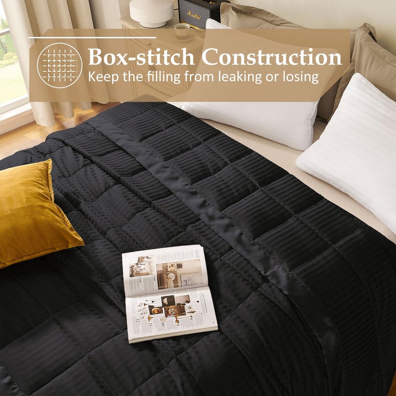 downluxe King Size Blanket with Satin Trim, Lightweight Down Alternative King Blanket for All Season, Machine Washable (Black, 108 x 90 Inch) - Image 4